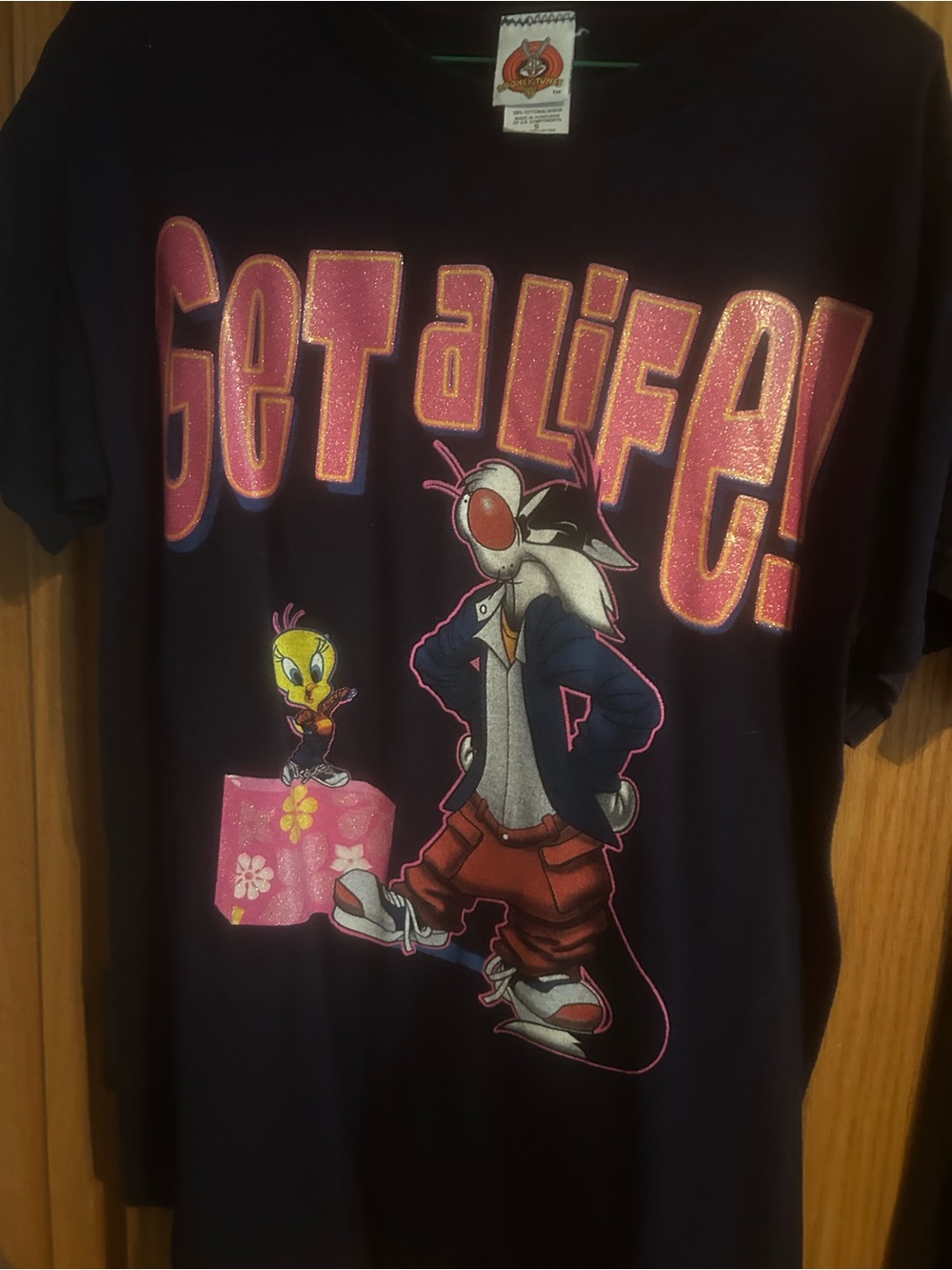 Snoopy "You Must Be Joking" Black Graphic Tee & Tweety Sylvester Get a Life stop - Picture 2 of 4